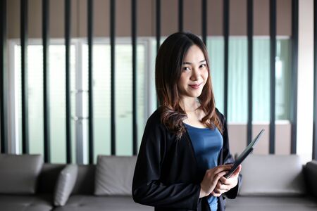 Business woman secretary asia on whiteの写真素材