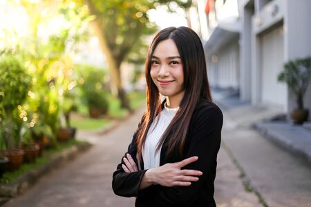 Portrait of Beautiful Young businesswoman asian smiling  happy for working.の写真素材