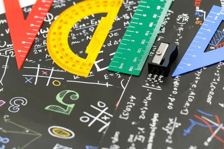 Group of stationery tools Educational tools supplies back to school concept.の写真素材