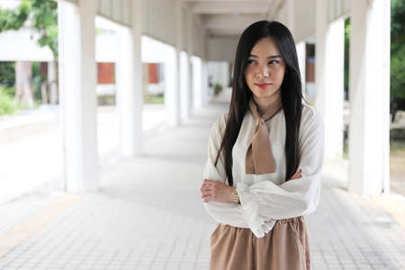 Portrait of  asian business woman in corporate building.の写真素材