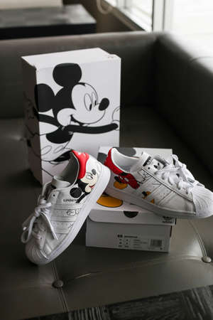 Bangkok,Thailnd,October 25,2020 : adidas Originals x Disney CNY MICKEY MOUSE.のeditorial素材