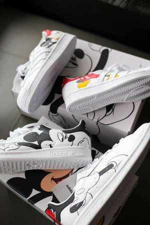 Bangkok,Thailnd,October 25,2020 : adidas Originals x Disney CNY MICKEY MOUSE.のeditorial素材