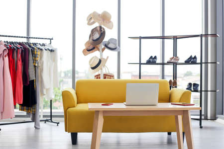 Showcases fashion clothing store in a modern shoppingの写真素材