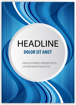 book cover presentation abstract geometric blue line background and white circle report brochure design template layout in A4 sizeのイラスト素材