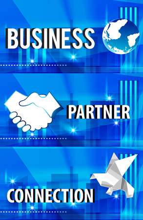 Set of flat line design web bannersのイラスト素材