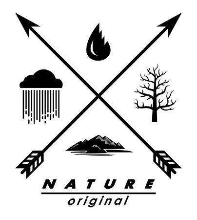 nature with arrow logo t-shirtのイラスト素材