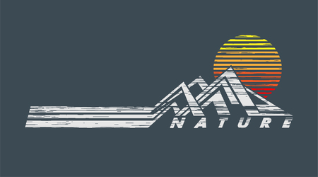 Sunrise behind mountain t-shirt design.のイラスト素材