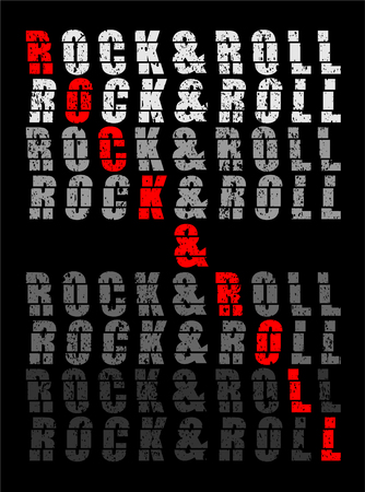 rock and roll typography on black backgroundのイラスト素材
