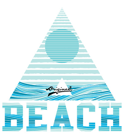 sea and sun design in triangie and beach typographyのイラスト素材