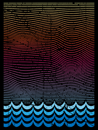 The lines are shaped like sky and sea backgroundのイラスト素材