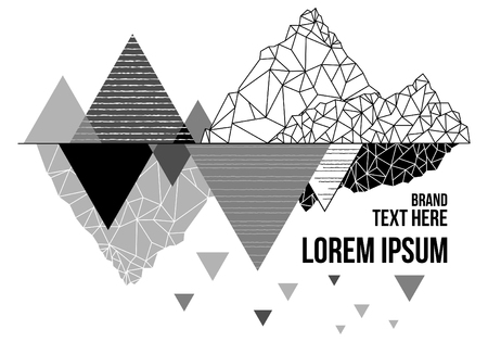 Vector mountain T-shirt design with triangle and line geometric style のイラスト素材