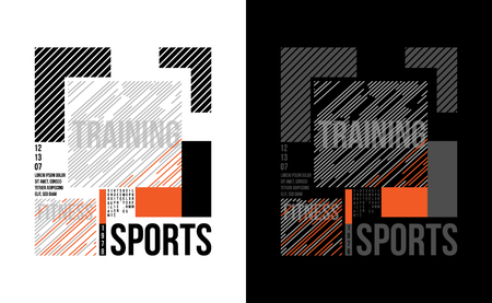 t-shirt design sports training fitness wear on white and black backgroundのイラスト素材