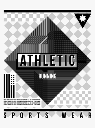 T-shirt design sports wear athletic typography and cube shape on white backgroundのイラスト素材