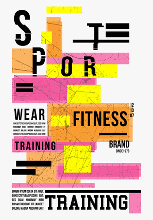 T-shirt design sports wear training typography and square on white and backgroundのイラスト素材