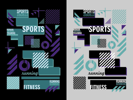 T-shirt design sports training fitness wear on black and gray backgroundのイラスト素材