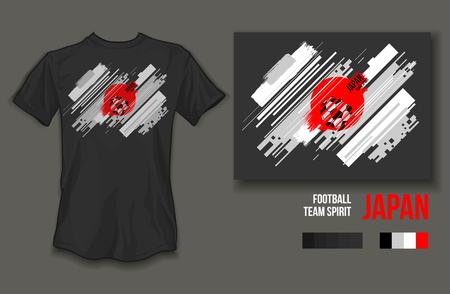 t-shirt design japan team spirit football sports wear on gray background and gray t-shirtのイラスト素材