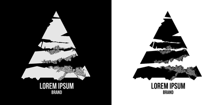 T-shirt design vector triangle broken chipped on white and black backgroundのイラスト素材