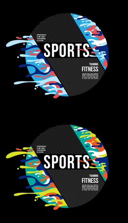 T-shirt design sports training fitness wear two shade color on black backgroundのイラスト素材