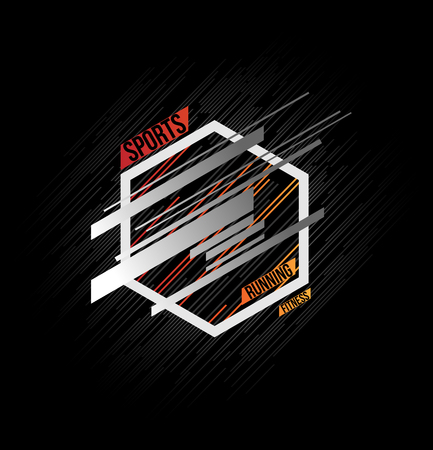 t-shirt design sports running fitness wear on black backgroundのイラスト素材
