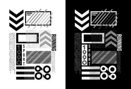 t-shirt design sports running fitness wear on white and black backgroundのイラスト素材