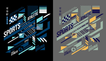 t-shirt design sports athletic fitness wear on black and gray backgroundのイラスト素材
