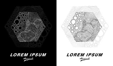 t-shirt design graphic,line look like nature sea and wave wear on white and black backgroundのイラスト素材