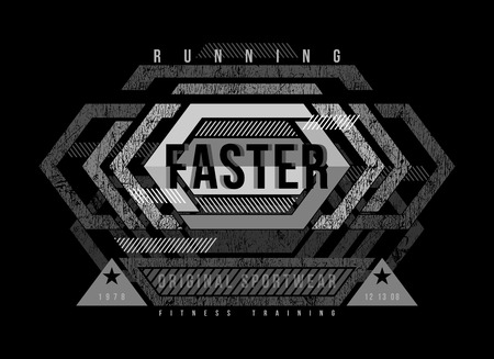 t-shirt design sports running faster wear on black backgroundのイラスト素材