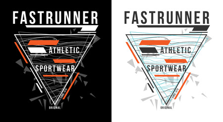 t-shirt design vector printing fast runner athletic sportswear on black and white backgroundのイラスト素材