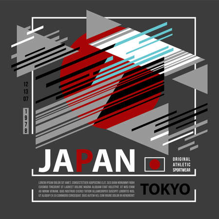 Japan tokyo typography for printing t-shirt design graphic. vector illustration on gray backgroundのイラスト素材