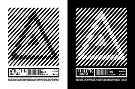 t-shirt design vector printing triangle line athletic sportswear on black and white backgroundのイラスト素材