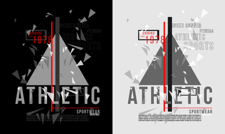 t-shirt design vector printing athletic sportswear on black and grey backgroundのイラスト素材