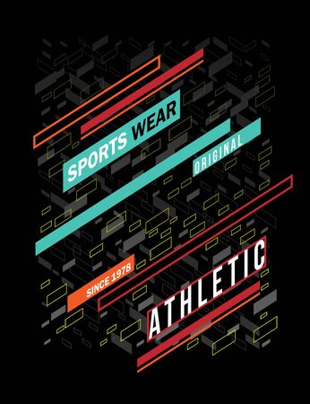 t-shirt design vector for silk-screen printing athletic sportswear and small square shapes of different sizes are combined into the background.のイラスト素材