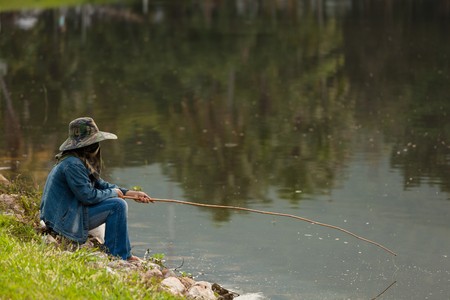 Ordinary People Fishin At The Lakeの写真素材