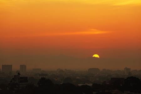 City Mountain First Sunrise behind the mountainsの写真素材
