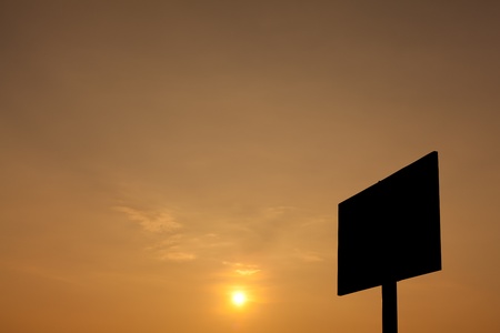 Sign Silhouette at Sunset with Blank Copy Spaceの写真素材