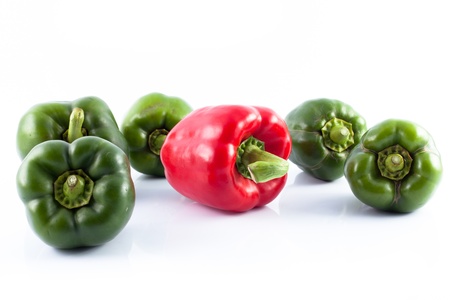 Red Bell Pepper On White With Reflectionの写真素材