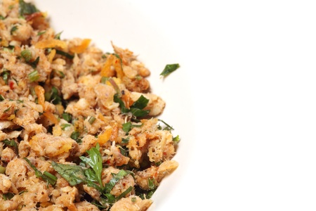 mince fish chili saladの写真素材