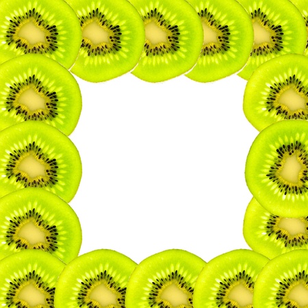 Kiwi fruit isolated white backgroundの写真素材