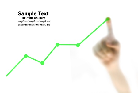Finger pointing at the growth graphの写真素材