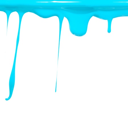 Paint dripping in aqua blueの写真素材