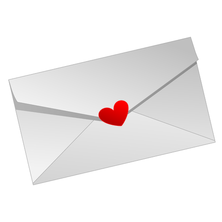 a white love letter with a red heartのイラスト素材