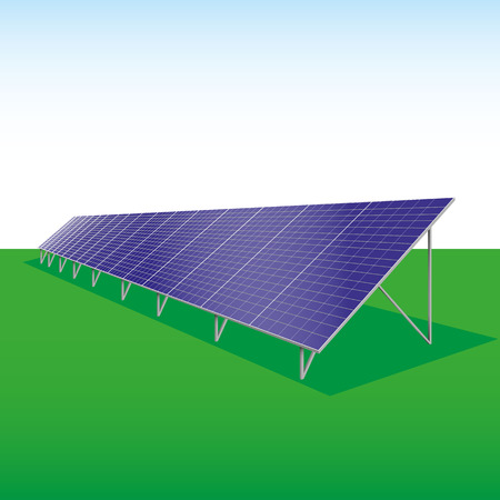 illustration of a solar plant in the landscapeのイラスト素材