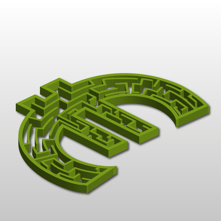 a silhouette of the euro symbol as a mazeのイラスト素材