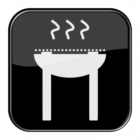 Glossy Button Black - BBQ iconの写真素材