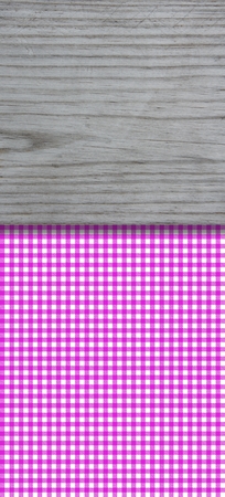 Traditional pink Tablecloth Background with wooden boardの写真素材