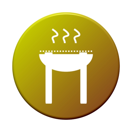 Round Button showing icon symbol of Grillの写真素材