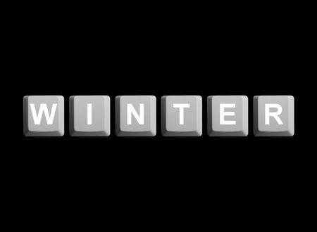 Isolated Computer Keys on black background showing Winterの写真素材