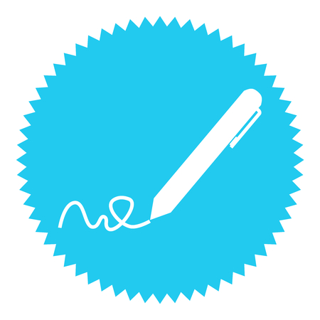 Blue round Button shows pencil iconの写真素材