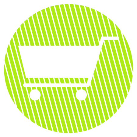Striped round Button with white symbol is showing Cartの写真素材