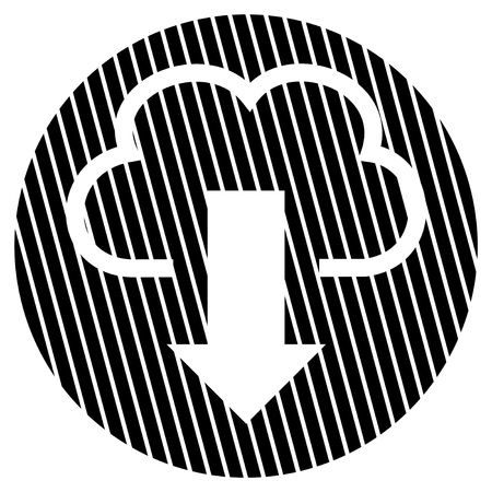 Striped round Button with white symbol is showing Cloud Downloadの写真素材